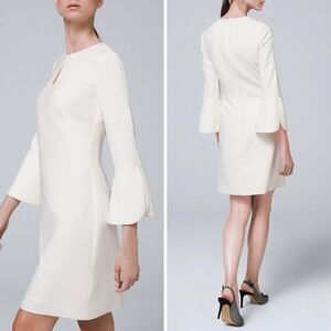 NEW White House Black Market Petal-Sleeve white Shift Dress,‎ size 8